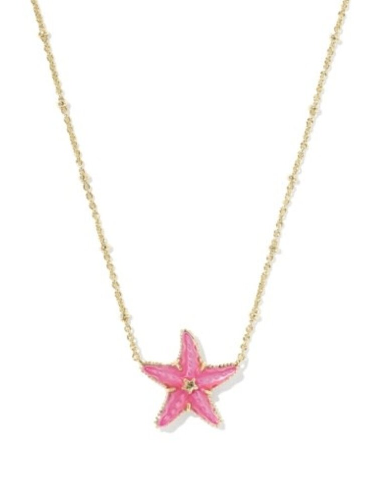 KENDRA SCOTT DESIGN Parker Starfish Gold Short Pendant Necklace in Bright Pink Mother-of-Pearl