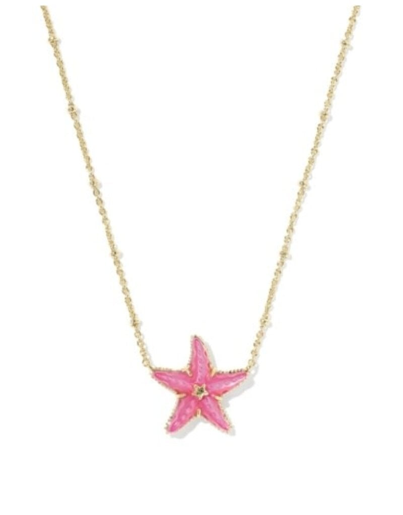 KENDRA SCOTT DESIGN Parker Starfish Gold Short Pendant Necklace in Bright Pink Mother-of-Pearl