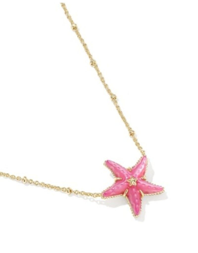 KENDRA SCOTT DESIGN Parker Starfish Gold Short Pendant Necklace in Bright Pink Mother-of-Pearl
