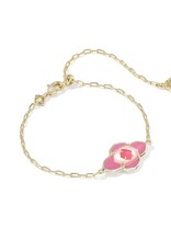 KENDRA SCOTT DESIGN Abbie Medallion Gold Delicate Chain Bracelet in Hot Pink Mix