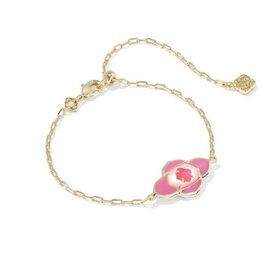 KENDRA SCOTT DESIGN Abbie Medallion Gold Delicate Chain Bracelet in Hot Pink Mix