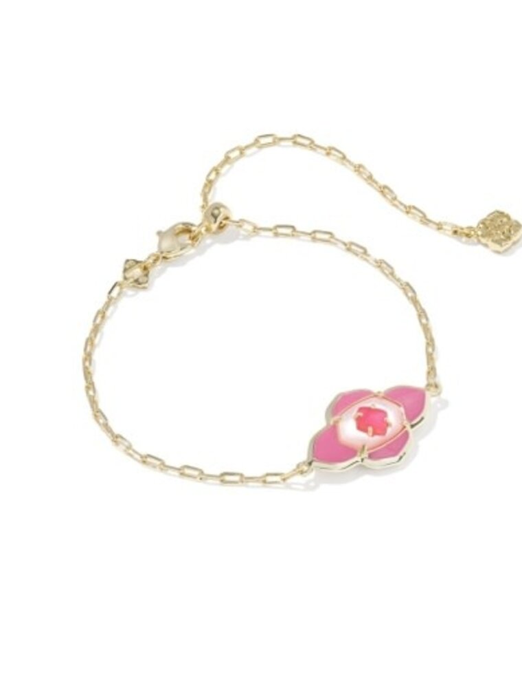 KENDRA SCOTT DESIGN Abbie Medallion Gold Delicate Chain Bracelet in Hot Pink Mix