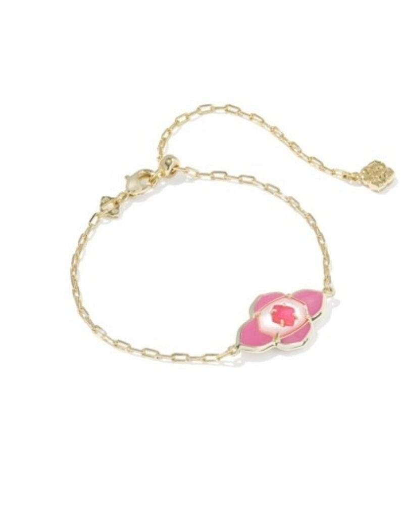 KENDRA SCOTT DESIGN Abbie Medallion Gold Delicate Chain Bracelet in Hot Pink Mix
