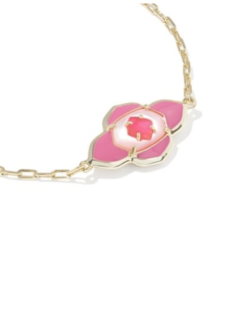 KENDRA SCOTT DESIGN Abbie Medallion Gold Delicate Chain Bracelet in Hot Pink Mix
