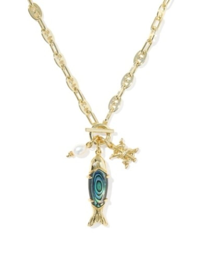 KENDRA SCOTT DESIGN Parker Fish Gold Long Charm Necklace
