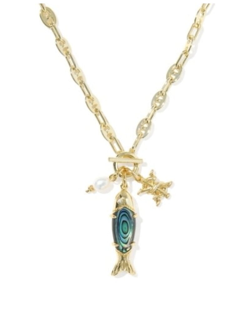 KENDRA SCOTT DESIGN Parker Fish Gold Long Charm Necklace
