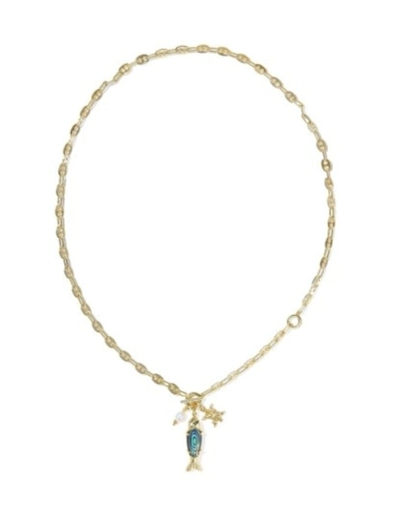 KENDRA SCOTT DESIGN Parker Fish Gold Long Charm Necklace