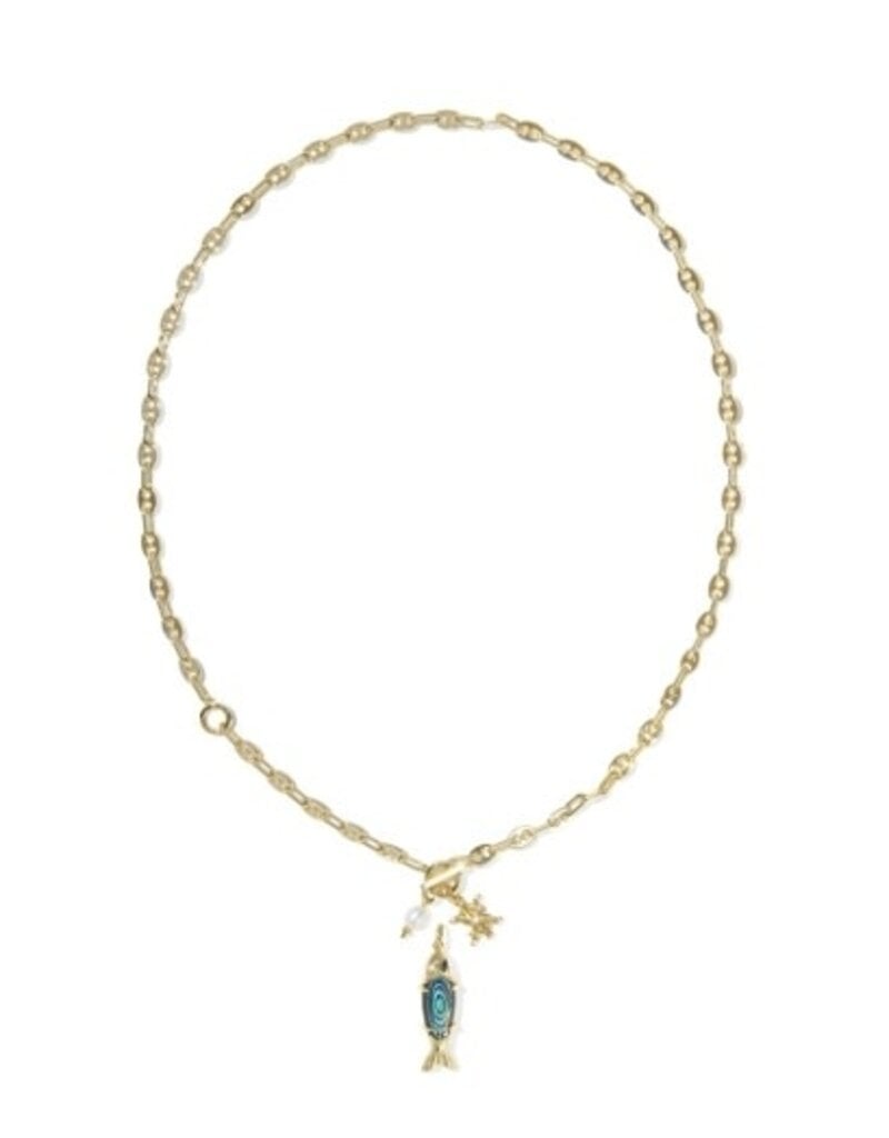 KENDRA SCOTT DESIGN Parker Fish Gold Long Charm Necklace