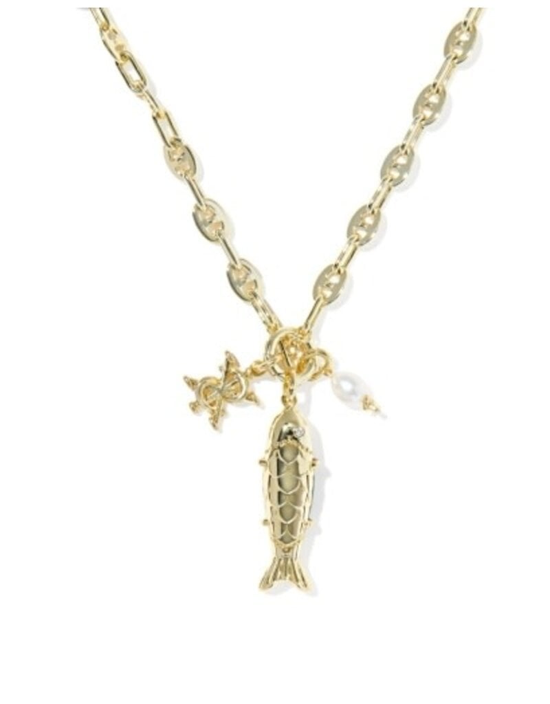 KENDRA SCOTT DESIGN Parker Fish Gold Long Charm Necklace