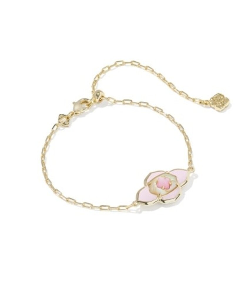 KENDRA SCOTT DESIGN Abbie Medallion Gold Delicate Chain Bracelet in Pink Mix