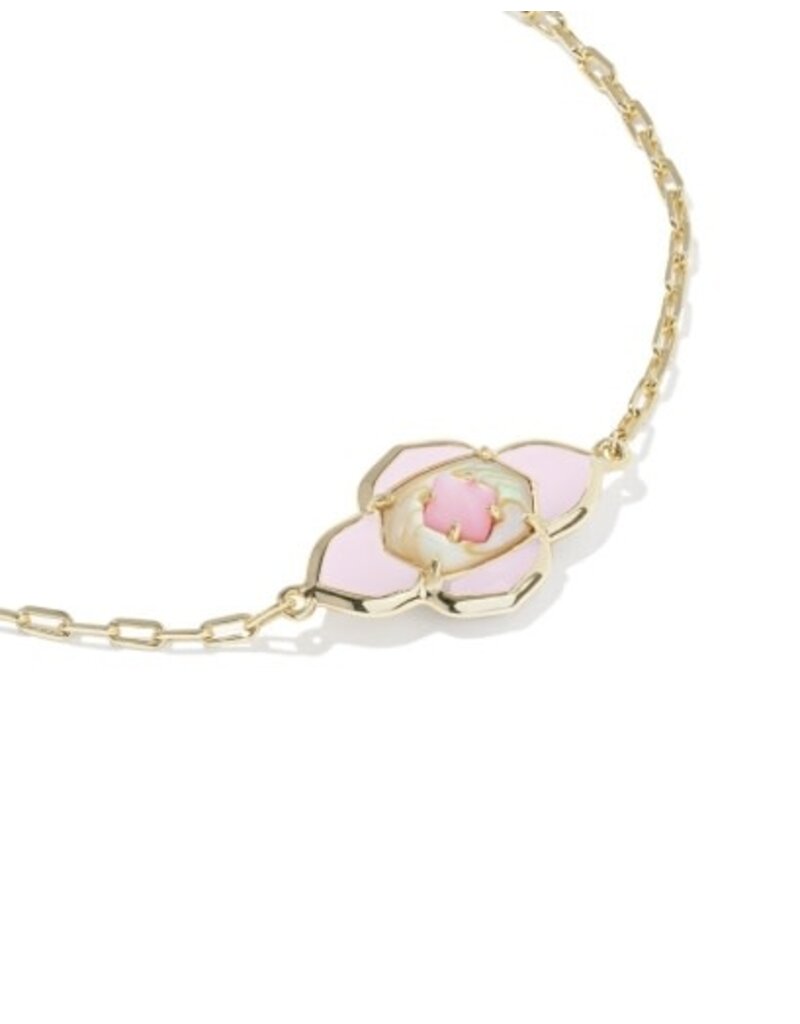 KENDRA SCOTT DESIGN Abbie Medallion Gold Delicate Chain Bracelet in Pink Mix