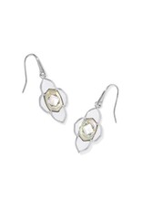KENDRA SCOTT DESIGN Abbie Medallion Small Silver Drop Earrings in Abalone White Mix