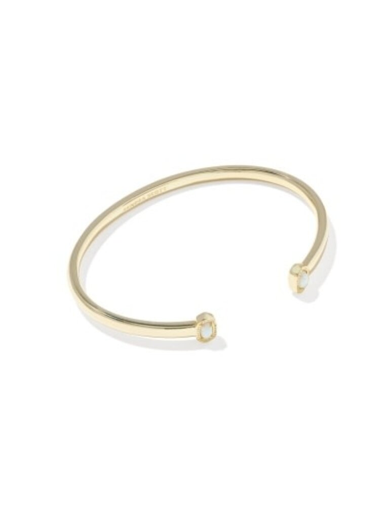 KENDRA SCOTT DESIGN Mini Elton Gold Cuff Bracelet in Bright White Lab Grown Opal