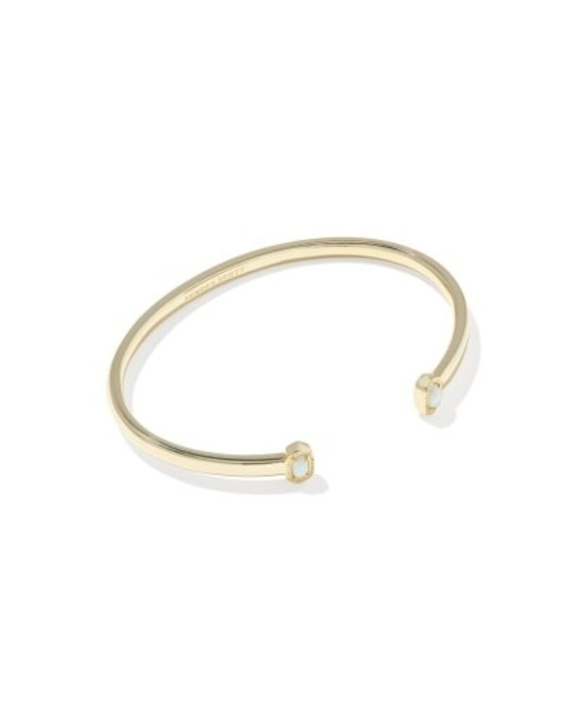 KENDRA SCOTT DESIGN Mini Elton Gold Cuff Bracelet in Bright White Lab Grown Opal