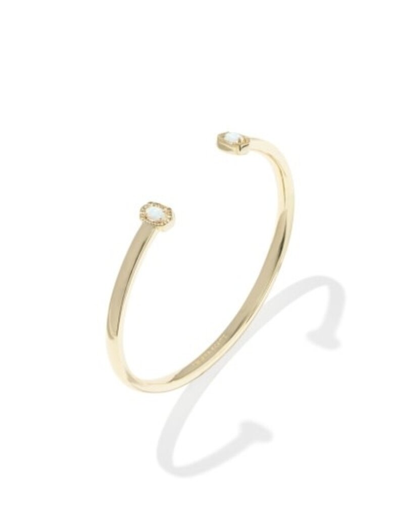 KENDRA SCOTT DESIGN Mini Elton Gold Cuff Bracelet in Bright White Lab Grown Opal