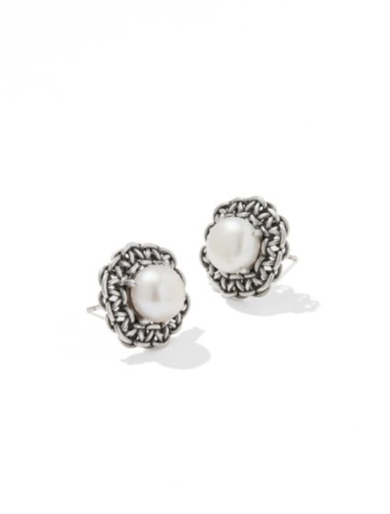 KENDRA SCOTT DESIGN Gabriella Vintage Silver Pearl Stud Earrings