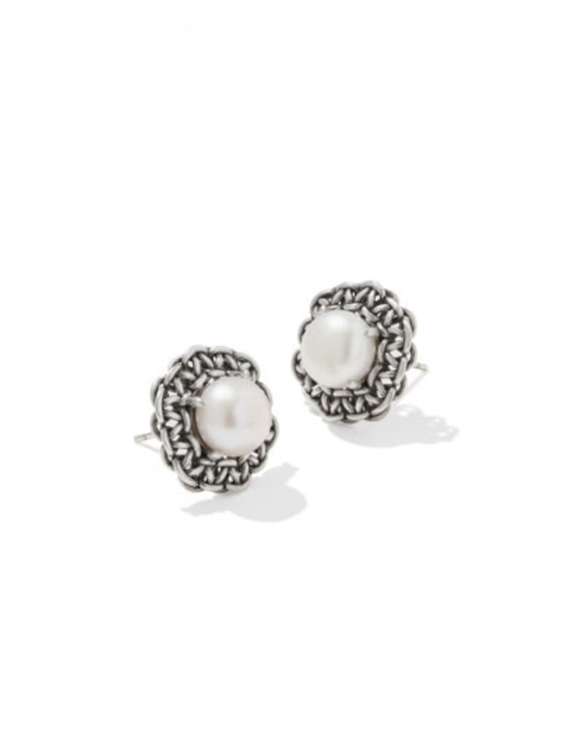 KENDRA SCOTT DESIGN Gabriella Vintage Silver Pearl Stud Earrings