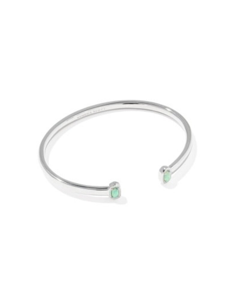 KENDRA SCOTT DESIGN Mini Elton Silver Cuff Bracelet in Green Lab Grown Opal