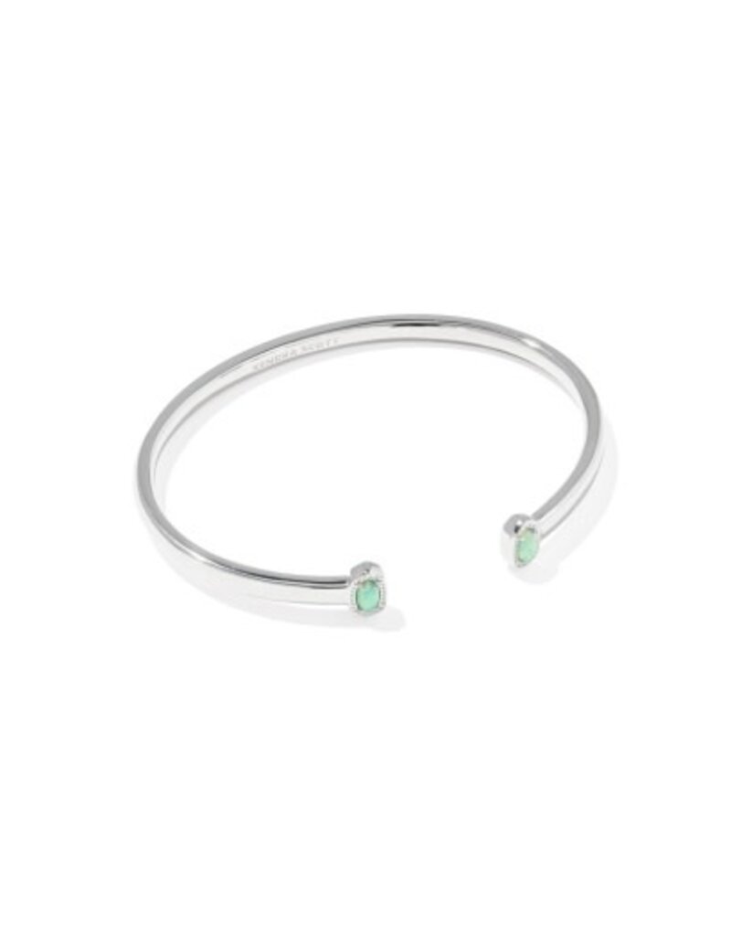 KENDRA SCOTT DESIGN Mini Elton Silver Cuff Bracelet in Green Lab Grown Opal
