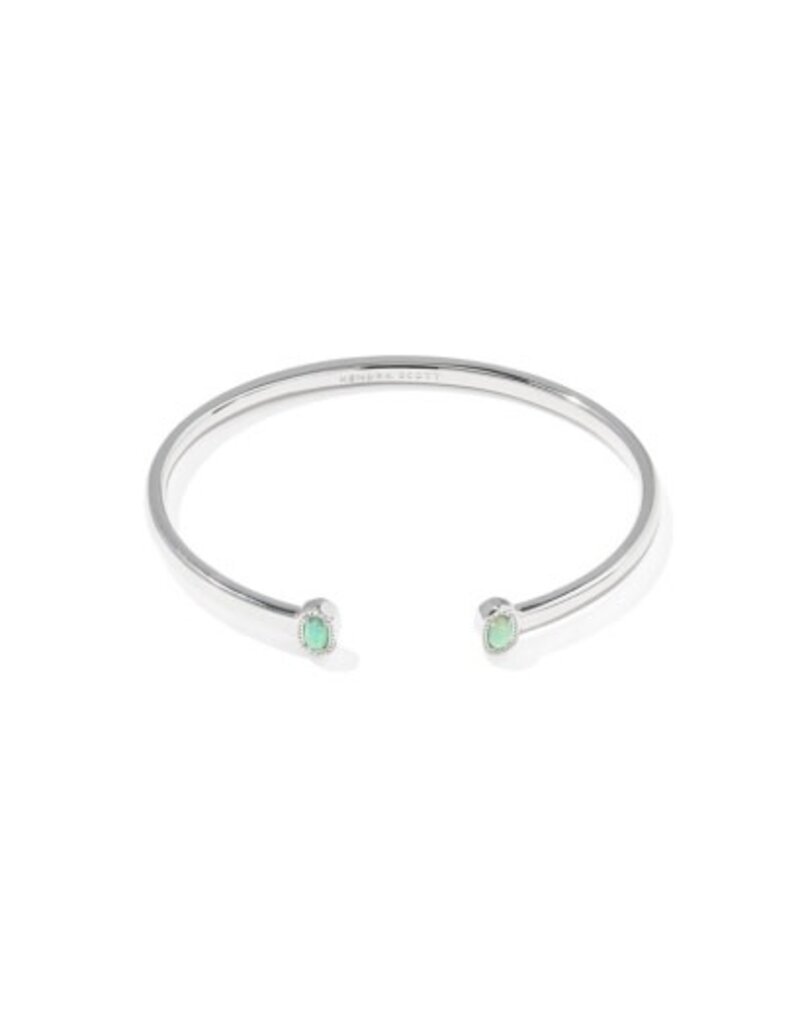 KENDRA SCOTT DESIGN Mini Elton Silver Cuff Bracelet in Green Lab Grown Opal