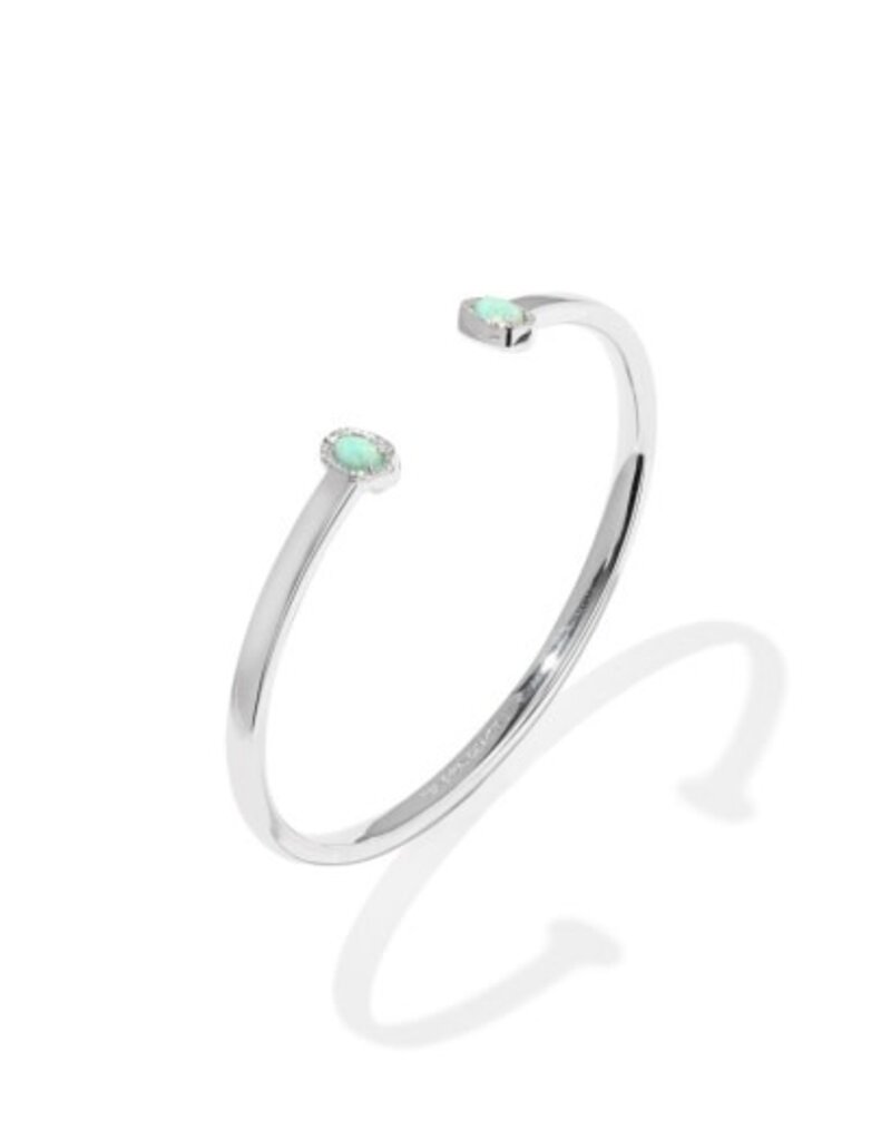 KENDRA SCOTT DESIGN Mini Elton Silver Cuff Bracelet in Green Lab Grown Opal