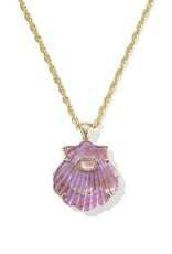 KENDRA SCOTT DESIGN Lucia Shell Gold Short Pendant Necklace in Light Mauve Illusion