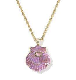KENDRA SCOTT DESIGN Lucia Shell Gold Short Pendant Necklace in Light Mauve Illusion