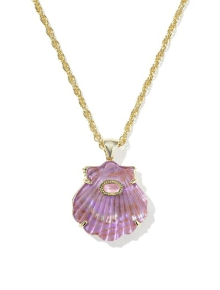 KENDRA SCOTT DESIGN Lucia Shell Gold Short Pendant Necklace in Light Mauve Illusion