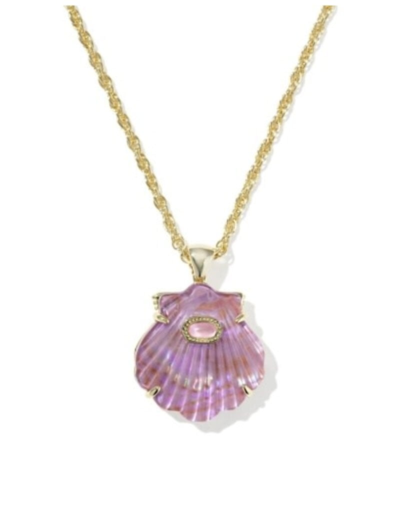 KENDRA SCOTT DESIGN Lucia Shell Gold Short Pendant Necklace in Light Mauve Illusion
