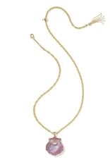 KENDRA SCOTT DESIGN Lucia Shell Gold Short Pendant Necklace in Light Mauve Illusion