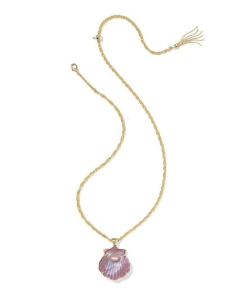 KENDRA SCOTT DESIGN Lucia Shell Gold Short Pendant Necklace in Light Mauve Illusion