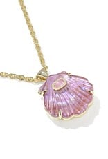 KENDRA SCOTT DESIGN Lucia Shell Gold Short Pendant Necklace in Light Mauve Illusion
