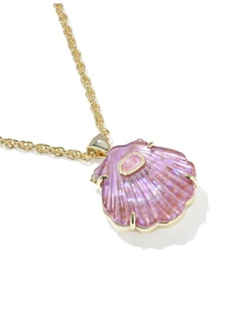 KENDRA SCOTT DESIGN Lucia Shell Gold Short Pendant Necklace in Light Mauve Illusion