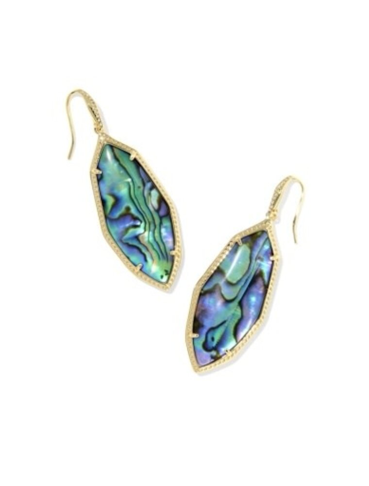KENDRA SCOTT DESIGN Ophelia Gold Drop Earrings in Abalone Shell