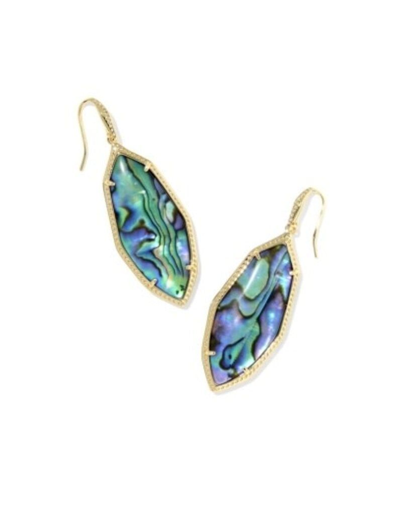 KENDRA SCOTT DESIGN Ophelia Gold Drop Earrings in Abalone Shell