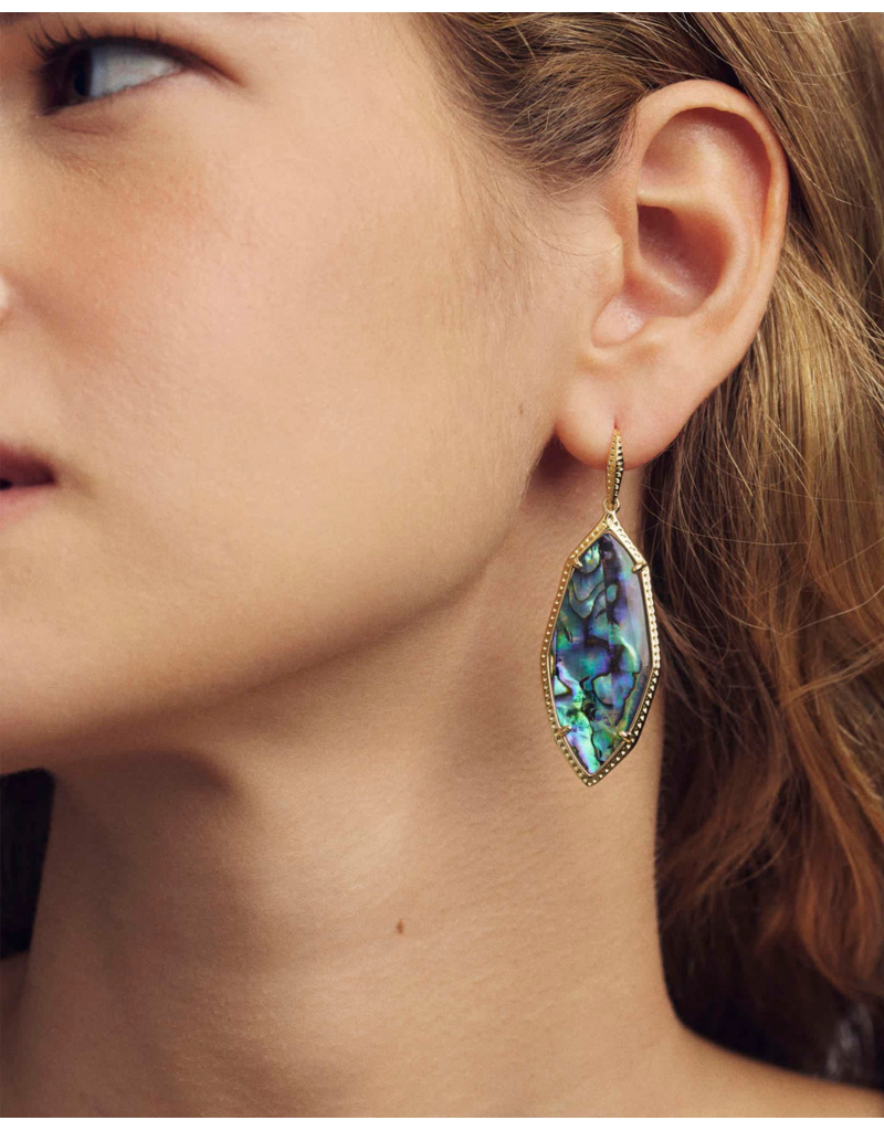 KENDRA SCOTT DESIGN Ophelia Gold Drop Earrings in Abalone Shell