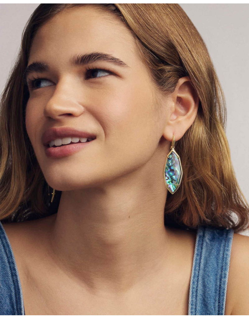 KENDRA SCOTT DESIGN Ophelia Gold Drop Earrings in Abalone Shell