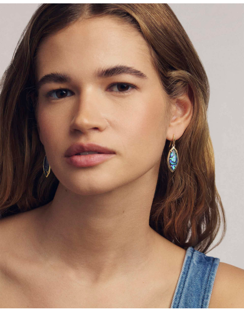 KENDRA SCOTT DESIGN Ophelia Gold Small Drop Earrings in Abalone Shell
