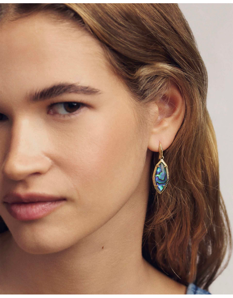 KENDRA SCOTT DESIGN Ophelia Gold Small Drop Earrings in Abalone Shell