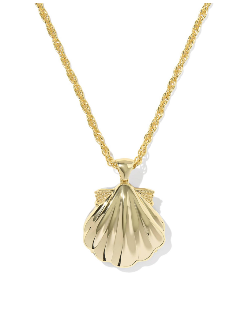 KENDRA SCOTT DESIGN Lucia Shell Gold Short Pendant Necklace in Light Mauve Illusion