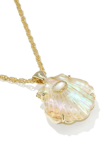 KENDRA SCOTT DESIGN Lucia Shell Gold Short Pendant Necklace in Iridescent Abalone