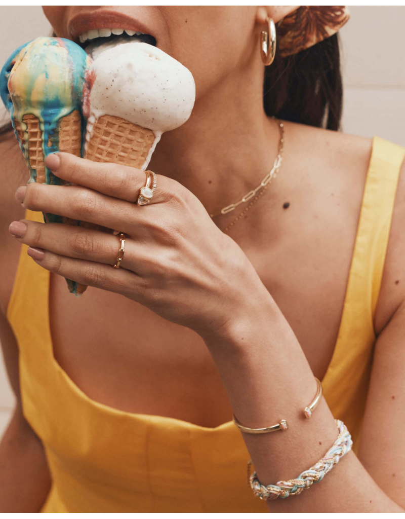 KENDRA SCOTT DESIGN Mini Elton Gold Cuff Bracelet in Light Pink Lab Grown Opal