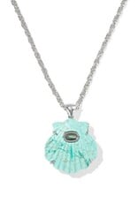 KENDRA SCOTT DESIGN Lucia Shell Silver Short Pendant Necklace in Sea Green Chrysocolla