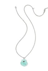 KENDRA SCOTT DESIGN Lucia Shell Silver Short Pendant Necklace in Sea Green Chrysocolla