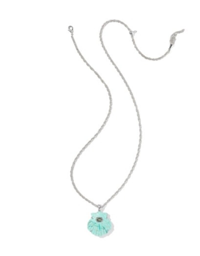 KENDRA SCOTT DESIGN Lucia Shell Silver Short Pendant Necklace in Sea Green Chrysocolla