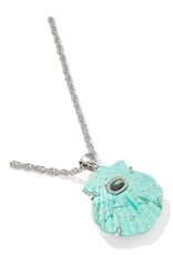KENDRA SCOTT DESIGN Lucia Shell Silver Short Pendant Necklace in Sea Green Chrysocolla