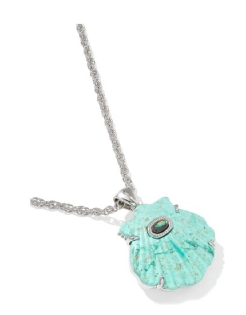 KENDRA SCOTT DESIGN Lucia Shell Silver Short Pendant Necklace in Sea Green Chrysocolla
