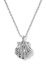 KENDRA SCOTT DESIGN Lucia Shell Silver Short Pendant Necklace in Sea Green Chrysocolla