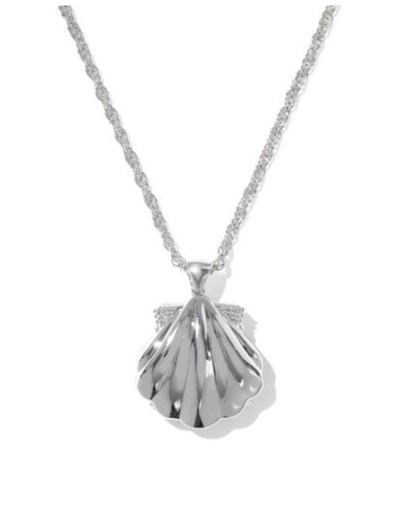 KENDRA SCOTT DESIGN Lucia Shell Silver Short Pendant Necklace in Sea Green Chrysocolla