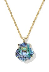KENDRA SCOTT DESIGN Lucia Shell Gold Short Pendant Necklace in Abalone Shell